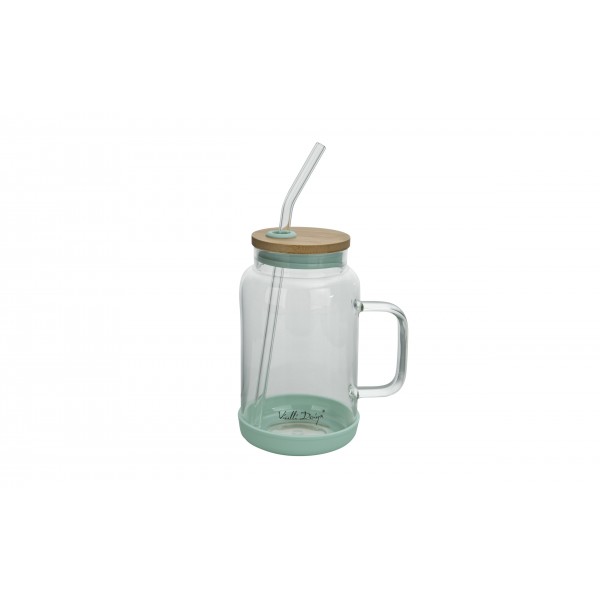 Słoik ze słomką 600 ml Fuori miętowy