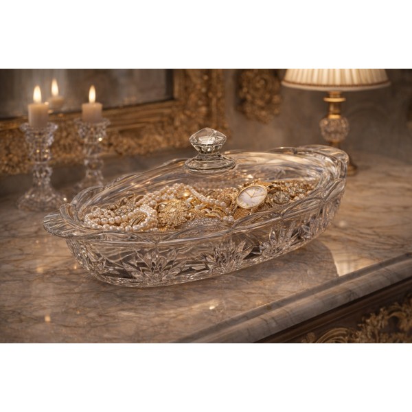 Bombonierka Kryształowa z Pokrywką 41 cm Zawiercie Duża