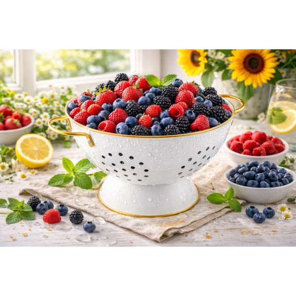 Durszlak cedzak z rączkami 24 cm Royal biały