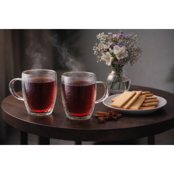 Komplet 2 szklanek termicznych z uchem Bubble 350 ml