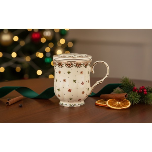 Kubek porcelanowy 450 ml z zaparzaczem Casablanca