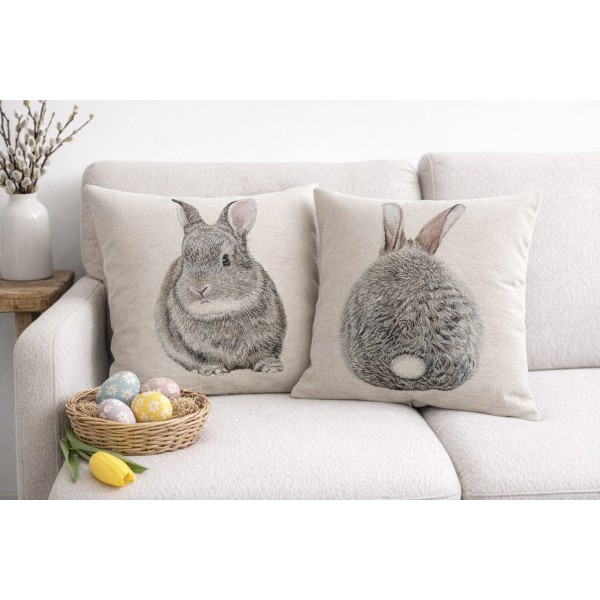 Poszewka dekoracyjna 45x45 cm Królik z ogonkiem 6312 Gobelinowa Premium