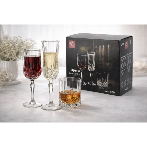 Kryształowy zestaw 18 el. kieliszki+szklanki Opera