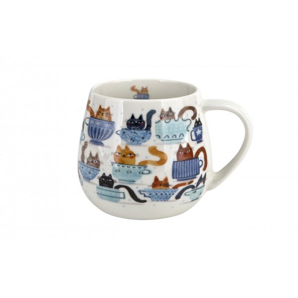 Kubek baryłka 430 ml Koty w filiżankach
