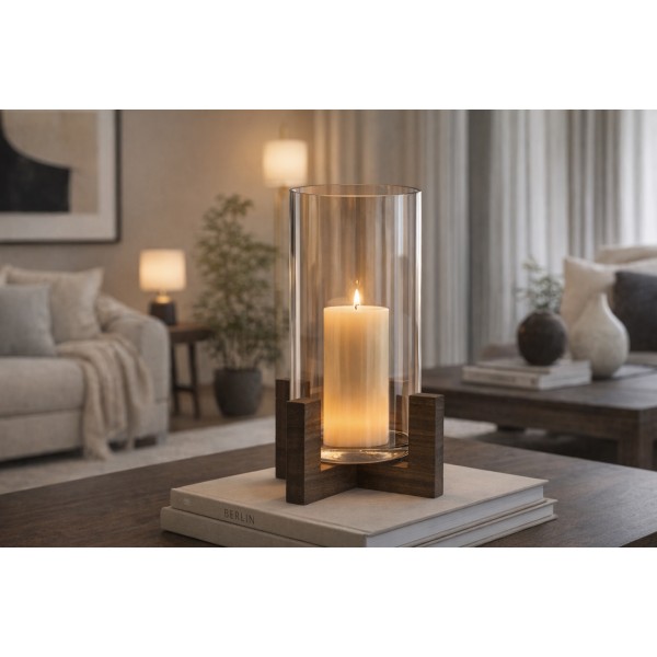 Świecznik szklany 27 cm złoty CX0944