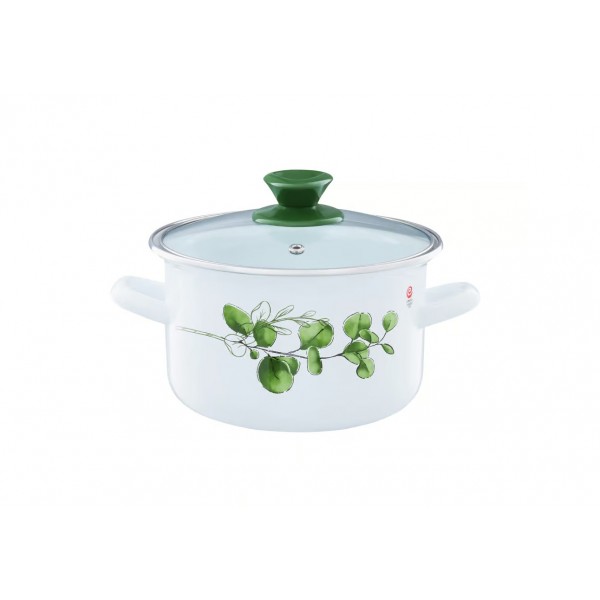 Garnek emaliowany z pokrywką Eukaliptus 2 9 L EMALIA OLKUSZ