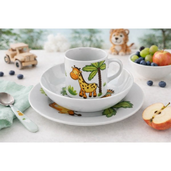 Zestaw naczyń dla dzieci Żyrafa porcelanowy