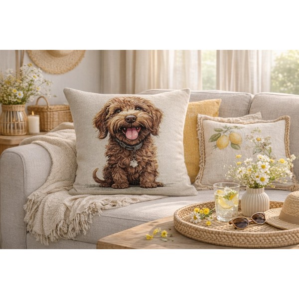 Poszewka dekoracyjna 45x45 cm Pies Doodle Gobelinowa Premium