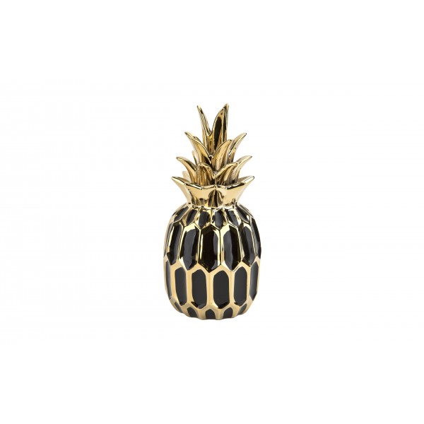 Dekoracja z ceramiki Ananas czarno-złoty 164415