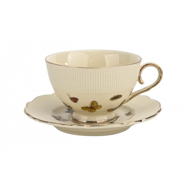 Komplet 2 filiżanek 125 ml + spodki Motylki