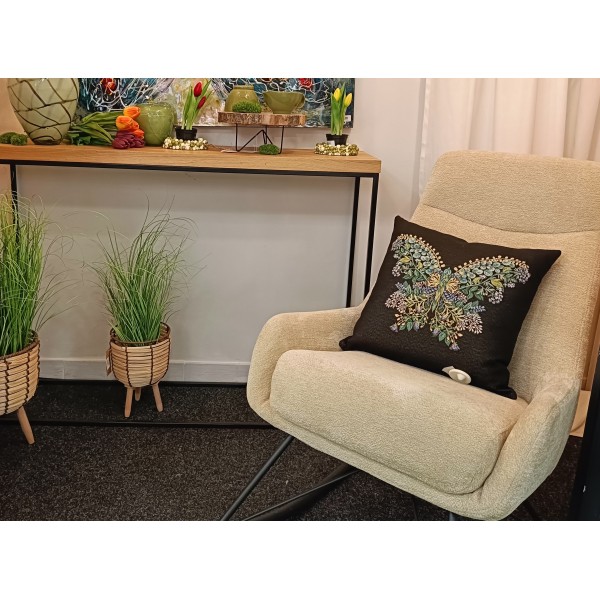 Poszewka dekoracyjna 45x45 cm Motyl na czarnym tle Gobelinowa Premium