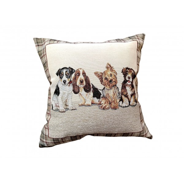 Poszewka dekoracyjna 45x45 cm Pieski krata