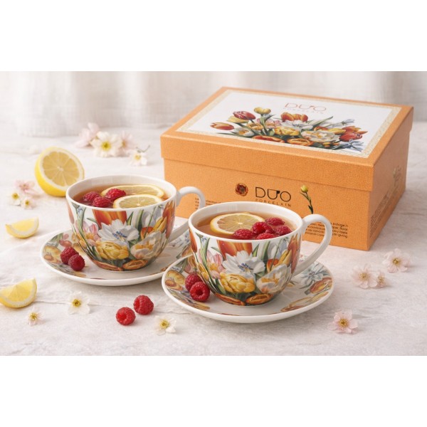Komplet 2 filiżanek 270 ml + spodki Tulipany