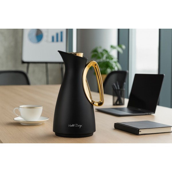 Termos z wkładem szklanym 1L ALESSIA czarno-złoty 9200