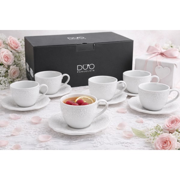 Komplet 6 filiżanek 210 ml + spodki Alice