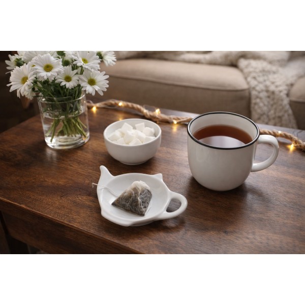 Porcelanowa podstawka na torebkę herbaty Czajnik