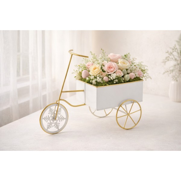 Doniczka osłonka Rowerek biały 32x13 cm