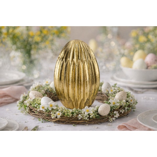 Ozdoba jajko złote karbowane 11 5 cm