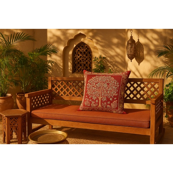 Poszewka dekoracyjna 45x45 cm Drzewo burgund 4077RJ Gobelinowa Premium