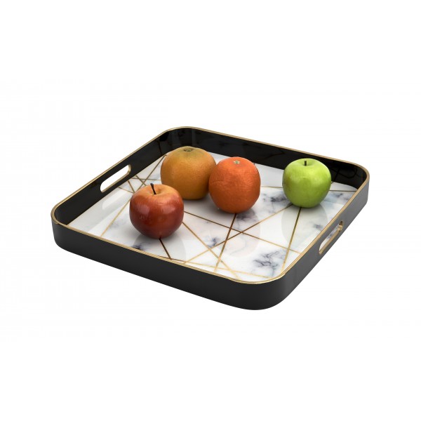 Taca dekoracyjna 34x34x4 5 cm biało złota 159841