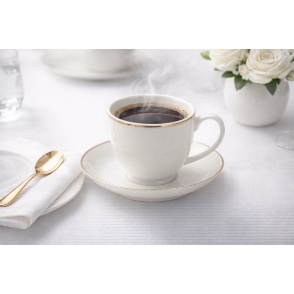 Filiżanka porcelanowa 370 ml ze spodkiem Bella Złota Linia
