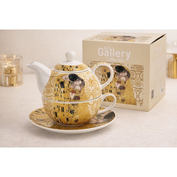 Filiżanka z dzbankiem i zaparzaczem Tea for One The Kiss Ecru