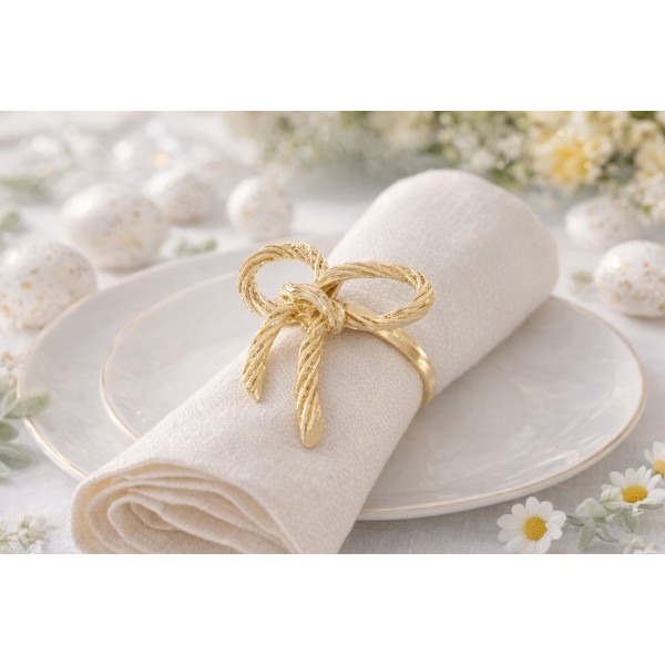 Obrączka na serwetkę Kokardka złota 158764