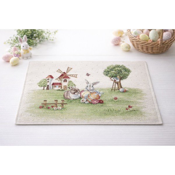 Serwetka gobelinowa 37x48 cm Runner 1179 Zajączki i wiatrak