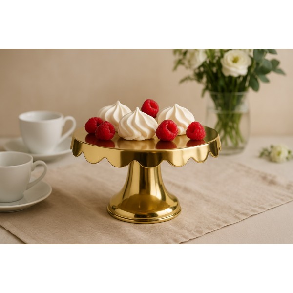 Patera ozdobna metalowa złota 24x24x13 5 cm mała