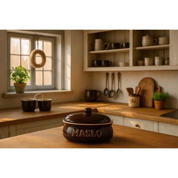 Kamionkowa maselniczka z pokrywką