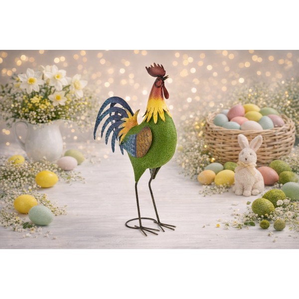 Figurka dekoracyjna Kogut 67 cm metalowy kolorowy