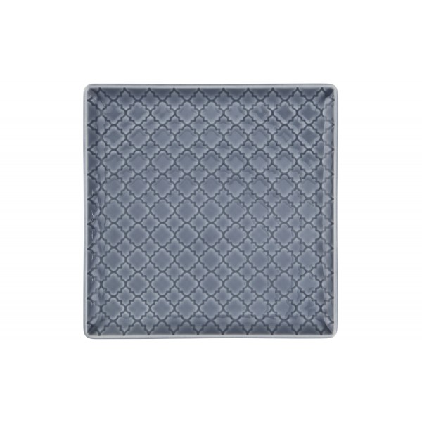 Talerz płytki kwadratowy 17cm Marrakesz szaro-niebieski K9