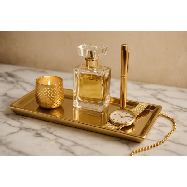 Taca ceramiczna ozdobna 25 5x13x3 cm złota