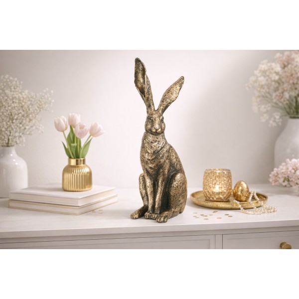 Figurka z tworzywa Zając 37 5 cm Złoty GJ0018