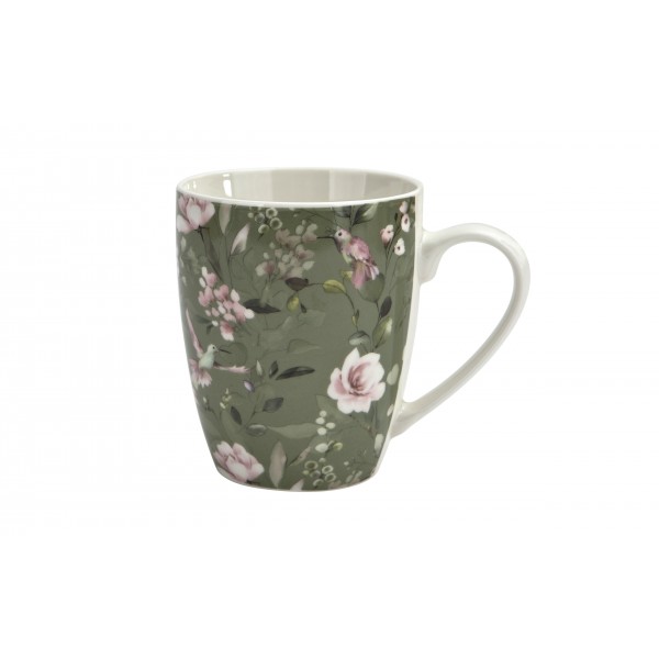 Kubek porcelanowy 360 ml Grande ciemnozielony wzór 1