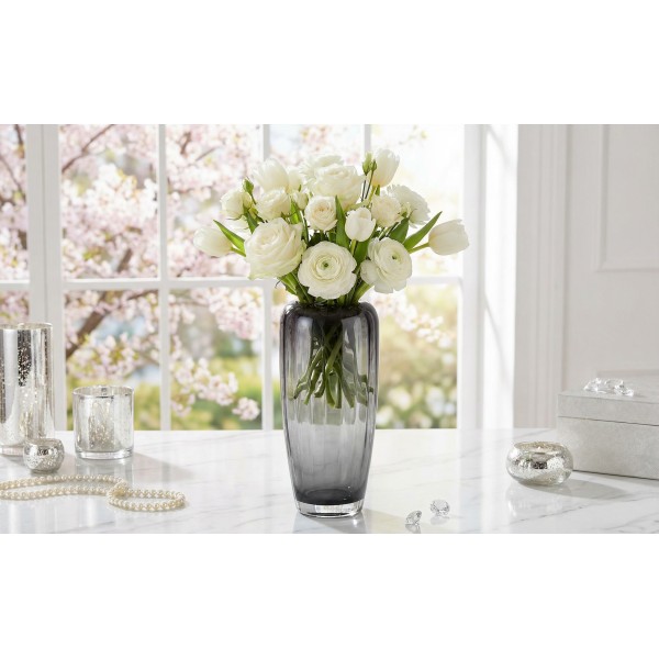 Wazon szklany 32 cm szary zadymiony CX0774