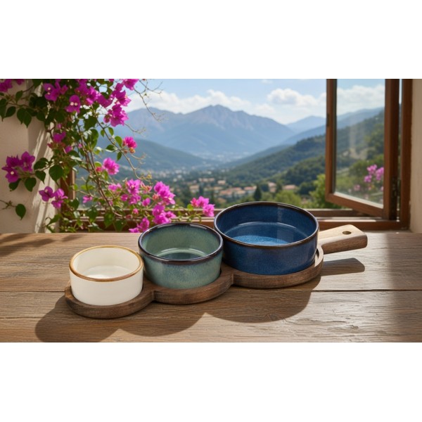 Zestaw 3 miseczek z deską do serwowania 4 el. 7341