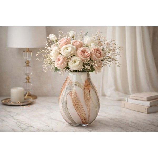 Wazon szklany 30 cm 2341/C122 beże szarości