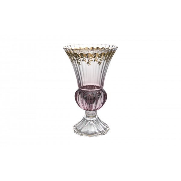 Wazon kryształowy 35 cm na nodze Pink-FT-AD