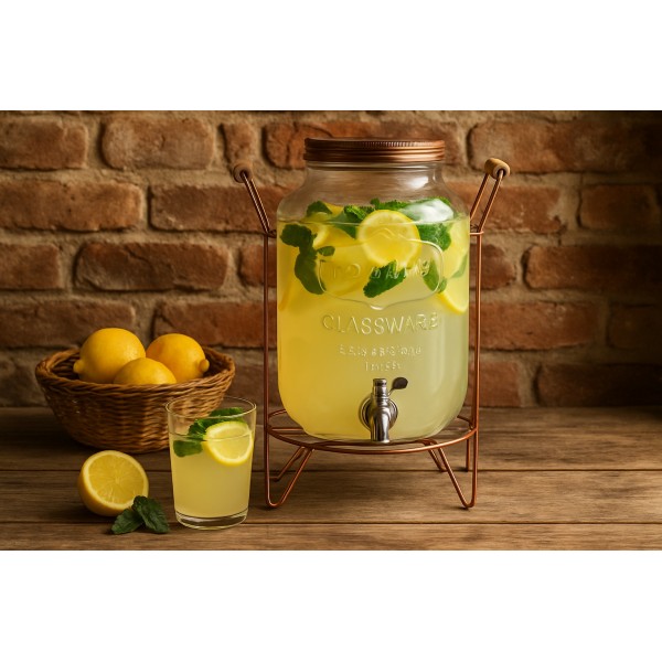 Słoik z kranem 5 L na metalowym stojaku 9109