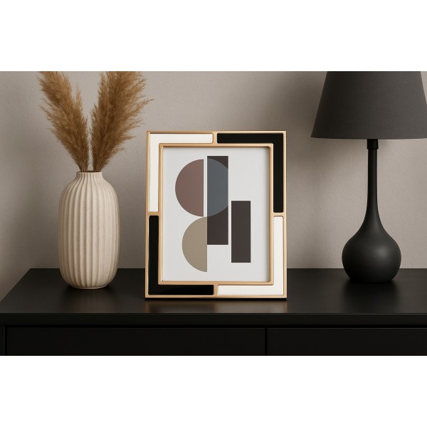 Ramka na zdjęcia 16 5x21 5 cm złota biało-czarna średnia