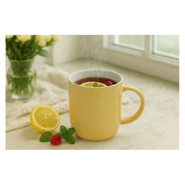 Kubek ceramiczny 400 ml żółto-biały