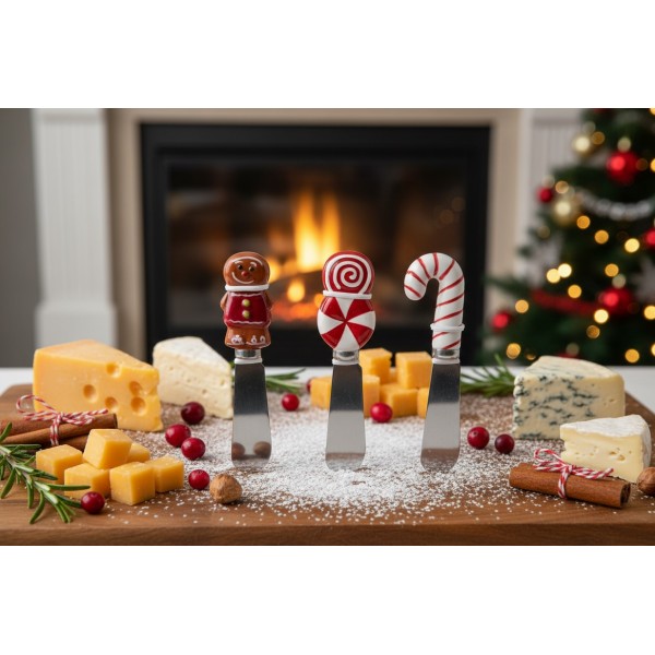 Zestaw 3 noży do sera Xmas Cukierki