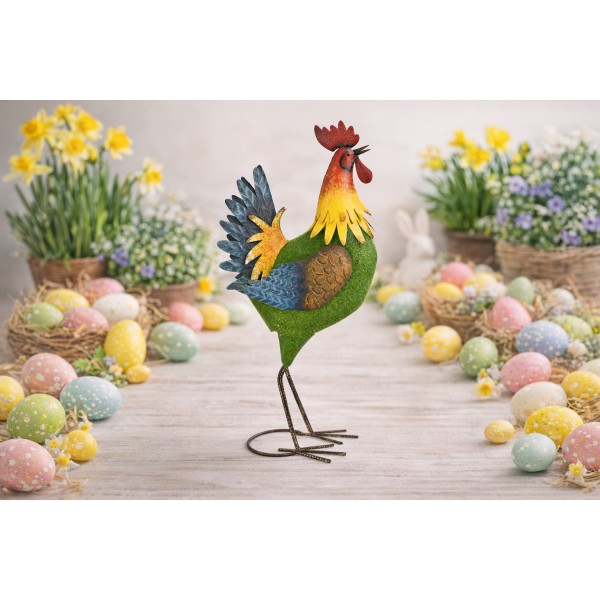 Figurka dekoracyjna Kogut 60 5 cm metalowy kolorowy