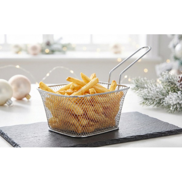 Koszyk do serwowania frytek srebrny duży MPLCo