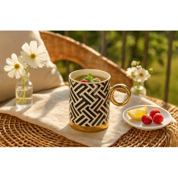 Kubek porcelanowy 350 ml Gold Dream dek. II wysoki