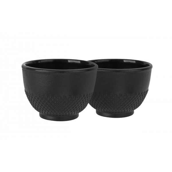 Żeliwny zestaw 2 czarek do herbaty czarny Japanese