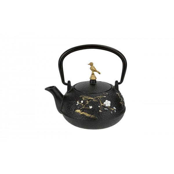 Żeliwny czajnik 300 ml z zaparzaczem SakuraTea złoty ptak