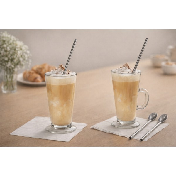 Zestaw 4 słomek/łyżek 2w1 do latte Kitchen Tools