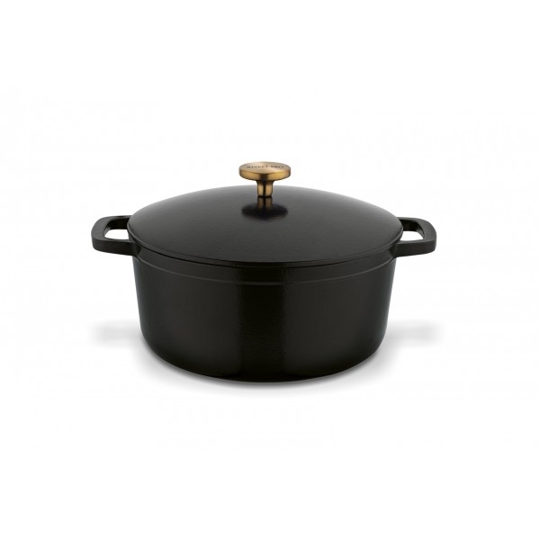 Gęsiarka żeliwna emaliowana 5 L okrągła czarna